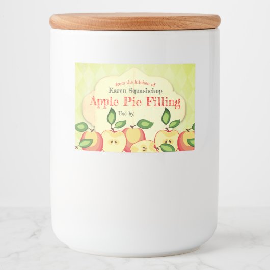 Apple taart boter gelei appelmoes blikken label voedselcontainer etiket (Voorkant)