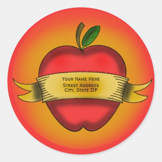 Apple Tattoo adreslabel Ronde Sticker (Voorkant)