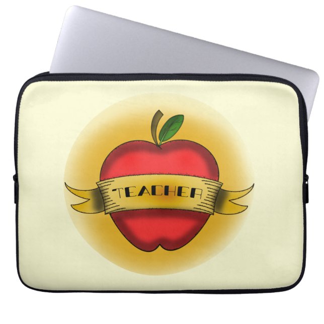  Apple Tattoo Teacher Electronics Bag Laptop Sleeve (Voorkant)
