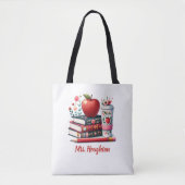 Apple Teacher Appreciation Book Tote Bag (Voorkant)