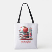 Apple Teacher Appreciation Book Tote Bag (Achterkant)