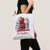 Apple Teacher Appreciation Book Tote Bag (Dichtbij)