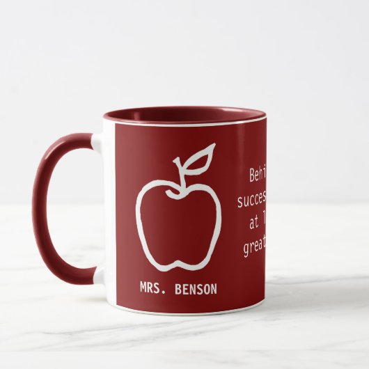 Apple Teacher Appreciation Quote Burgundy Mok (Links)