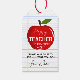 Apple Teacher Appreciation Week Label, afdrukbaar  Cadeaulabel