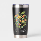 Apple Teacher Bekergroene Personalized Bloem Apple Geïsoleerde Drinkbeker (Voorkant)