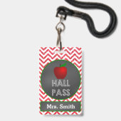 Apple Teacher Hall Pass voor klaslokaal Badge (Voorzijde met lanyard)
