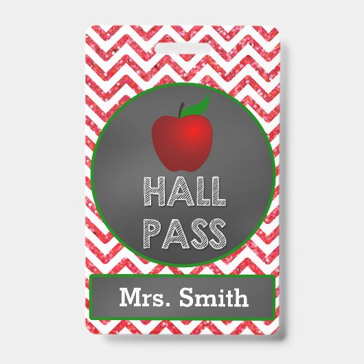 Apple Teacher Hall Pass voor klaslokaal Badge (Voorzijde)