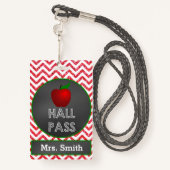 Apple Teacher Hall Pass voor klaslokaal Badge (Achterkant met draagriem)