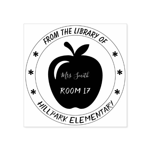Apple Teacher Library Wood Art Stamp Rubberstempel (Afrduk)