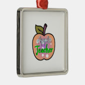 Apple Teacher Metalen Ornament (Rechts)