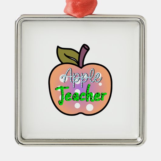 Apple Teacher Metalen Ornament (Voorkant)