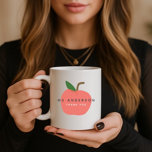 Apple Teacher | Moderne naam Dank u wel Cute Fun Koffiemok