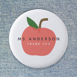 Apple Teacher | Moderne naam Dank u wel Cute Fun Ronde Button 5,7 Cm<br><div class="desc">Een simpele, stijlvolle, levendige, stijlvolle, edelappelfruitlogo in een leuke, trendy, scandinavische minimalistische stijl in tinten of rood roze en groen die gemakkelijk kan worden gepersonaliseerd met de naam van uw leraren door "Ms Anderson" te vervangen en een tagline die "Dank u" vervangt om een echt uniek geschenk voor uw leraar...</div>