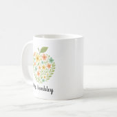 Apple Teacher mug Personalized Floral Apple custom Koffiemok (Voorkant links)