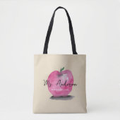 Apple Teacher Naam Beste Docent Ooit Aangepast Tote Bag (Voorkant)