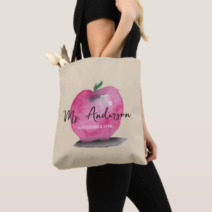 Apple Teacher Naam Beste Docent Ooit Aangepast Tote Bag
