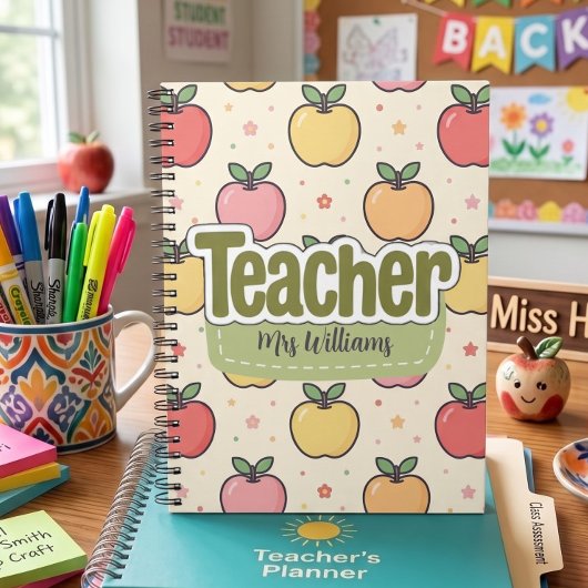 Apple Teacher Terug naar school notitieboek patroo