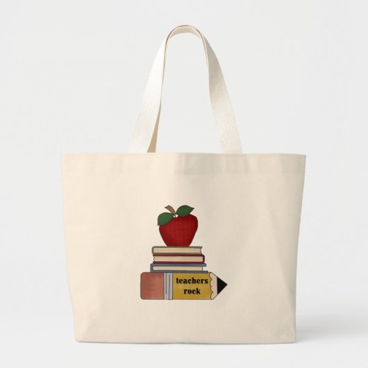 Apple Teachers Rock Tshirts and Gifts Grote Tote Bag (Voorkant)