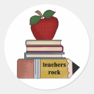 Apple Teachers Rock Tshirts and Gifts Ronde Sticker