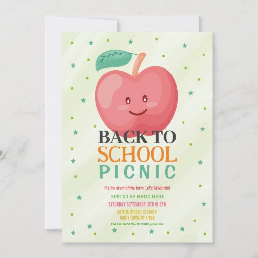 Apple terug naar schoolfeest voor schoolpicknick kaart (Voorkant)