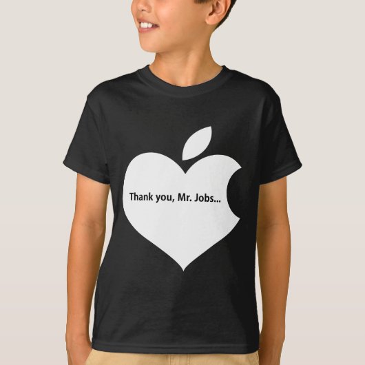 APPLE THANK YOU MR JOBS text onblack T-shirt (Voorkant)
