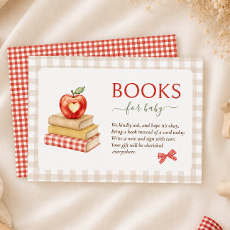 Apple thema rode gingham Baby Shower boeken voor b Informatiekaartje