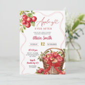Apple Thema Rode Gingham Bruiloftsfeest Kaart (Staand voorkant)