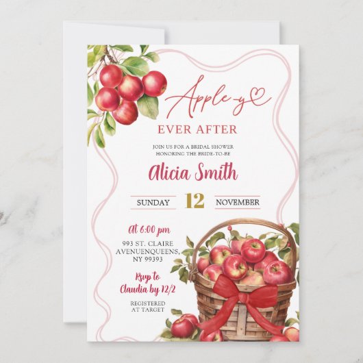 Apple Theme Red Gingham Bridal Shower Kaart (Voorkant)