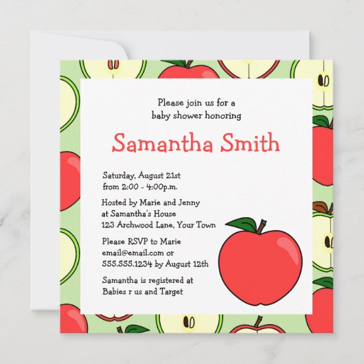 Apple ThMED Baby shower Invitation Kaart (Voorkant)