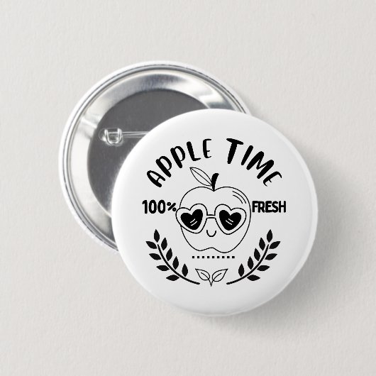 Apple Time Ronde Button 5,7 Cm (Voorkant /achterkant)