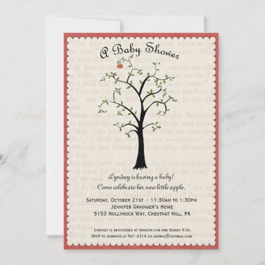 Apple Tree Baby shower Invitation Kaart (Voorkant)