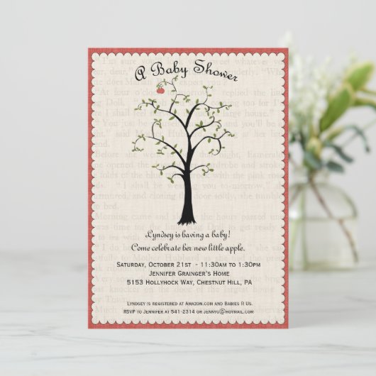 Apple Tree Baby shower Invitation Kaart (Staand voorkant)