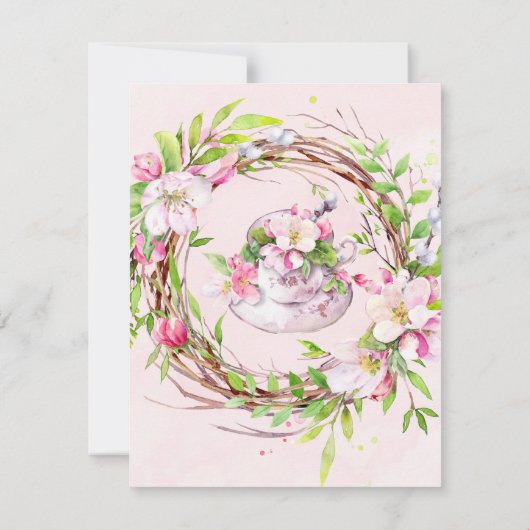 Apple Tree Blossom Brunch en Tea Invitations Kaart (Achterkant)