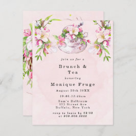 Apple Tree Blossom Brunch en Tea Invitations Kaart