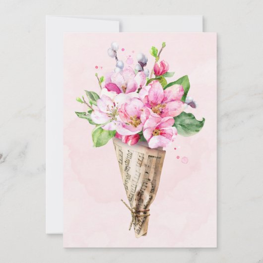 Apple Tree Blossom Music Wedding Kaart (Achterkant)