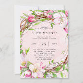 Apple Tree Blossom Waterverf Wreath Wedding Kaart (Voorkant)