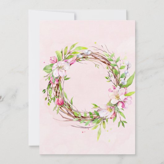 Apple Tree Blossom Waterverf Wreath Wedding Kaart (Achterkant)