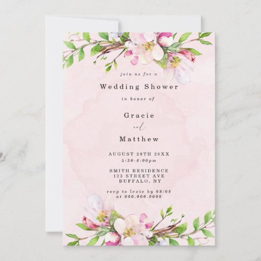 Apple Tree Blossom Wedding Shower-uitnodigingen (Voorkant)