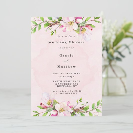 Apple Tree Blossom Wedding Shower-uitnodigingen (Staand voorkant)