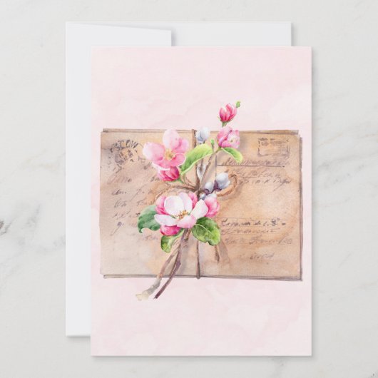 Apple Tree Blossom Wedding Shower-uitnodigingen (Achterkant)