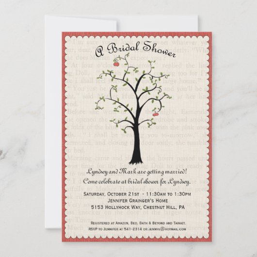 Apple Tree Bridal Shower-uitnodiging Kaart (Voorkant)