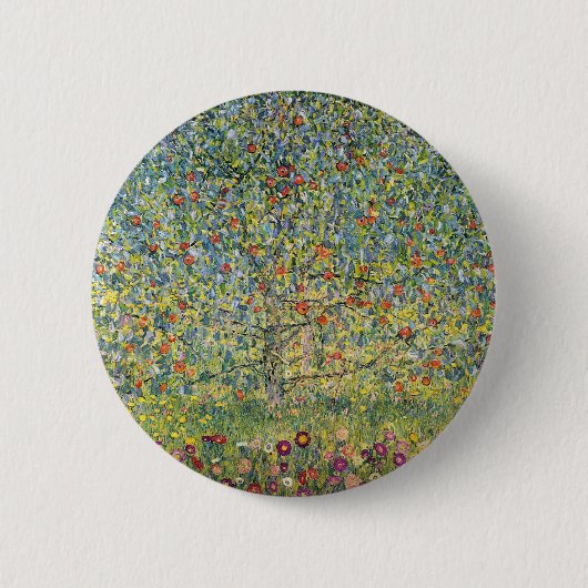 Apple Tree by Gustav Klimt, Art Nouveau Ronde Button 5,7 Cm (Voorkant)