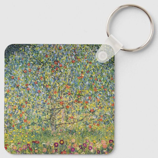 Apple Tree by Gustav Klimt,  Art Nouveau Sleutelhanger (Achterkant)