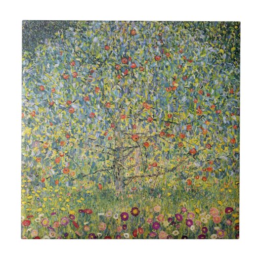Apple Tree by Gustav Klimt,  Art Nouveau Tegeltje (Voorkant)