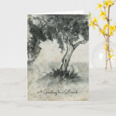 Apple Tree Charcoal Herfst Fruit Tree Friendship Kaart (Gele Bloem)