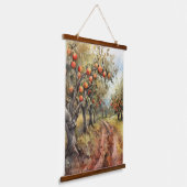 Apple Tree Grove tijdens het oogstseizoen Hangend Wandkleed (Gebogen)