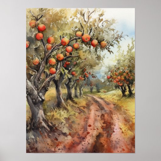 Apple Tree Grove tijdens het oogstseizoen Poster (Voorkant)