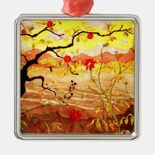 Apple Tree met rood fruit van Paul Ranson Metalen Ornament (Voorkant)