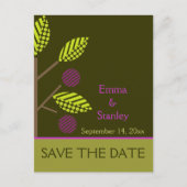 Apple Tree paarse herfst bruiloft Save the Date Aankondigingskaart (Voorkant)