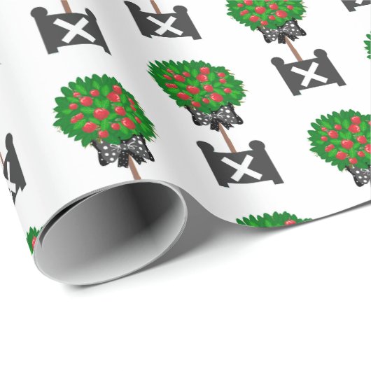 Apple Tree Topiary Red Tissue Paper Cadeaupapier (Rol Hoek)